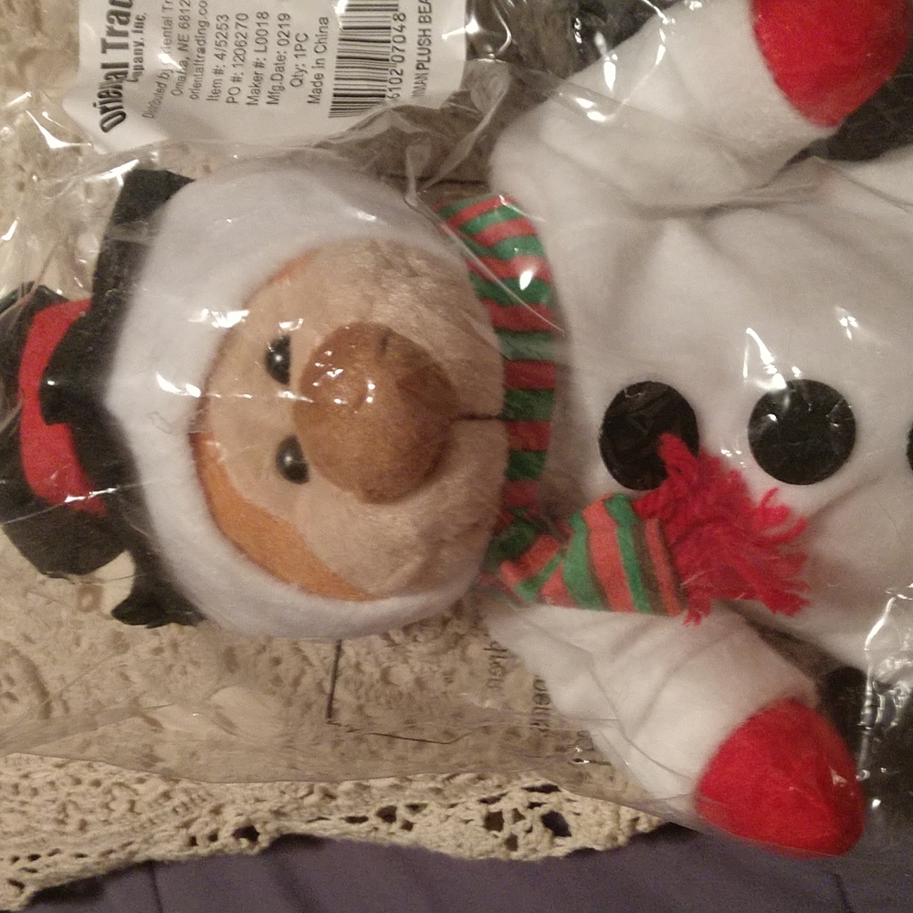 Adorable Plush Snowman Bear with Top-Hat & Scarf